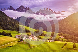 Santa Maddalena/Santa Magdalena and Dolomites range, Funes, South Tyrol, Italy photo