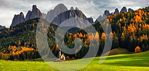 Santa Maddalena St Magdalena village with magical Dolomites mo photo