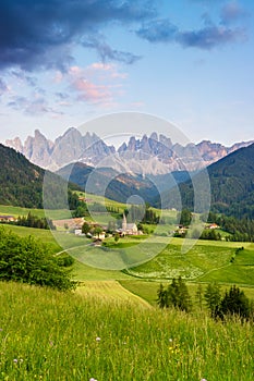 Santa Maddalena village in front of the Odle Dolomites Group