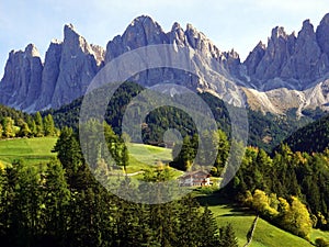 Santa Maddalena Village and Odle Mountains