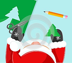 Santa making pine from paper