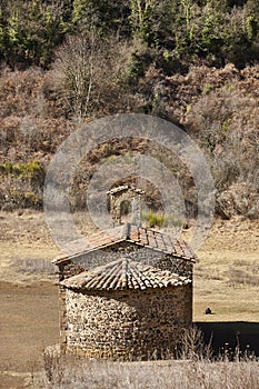 Santa Margarida chapel in La Garrotxa volcanic area. Catalunya, Spain