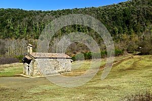 Santa Margarida Church in Santa Margarida Volcano in Olot, Spain