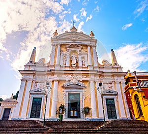 Santa Margherita Church basilica in Liguria - local landmark of Italy