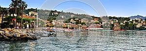 SANTA MARGHERITA LIGURE, ITALY - August 27, 2016: Panoramic view of , evening promenade