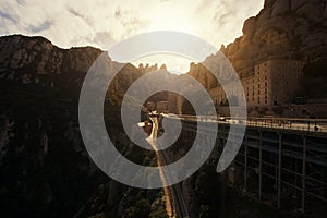 Santa Maria de Montserrat abbey in Monistrol, in a beautiful summer day in Barcelona, Catalonia, Spain