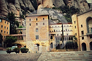 Santa Maria de Montserrat Abbey in Monistrol de Montserrat, Catalonia, Spain