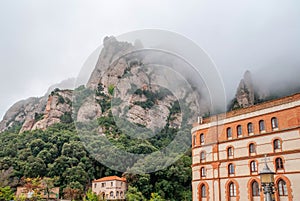 Santa Maria de Montserrat Abbey in Monistrol de Montserrat, Catalonia, Spain