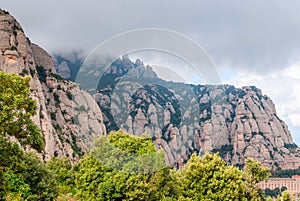 Santa Maria de Montserrat Abbey in Monistrol de Montserrat, Catalonia, Spain