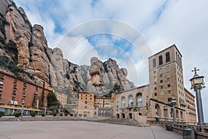 Santa Maria de Montserrat Abbey in Monistrol de Montserrat, Catalonia, Spain