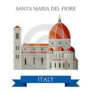 Santa Maria del Fiore Florence Italy flat vector attraction