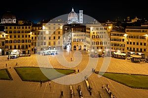 Santa Maria del Fiore in Florence at night from a rooftop