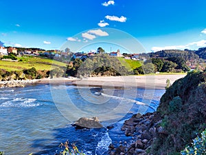 Santa Maria del Mar beach and village, Catrillon municipality, Asturias, Spain photo