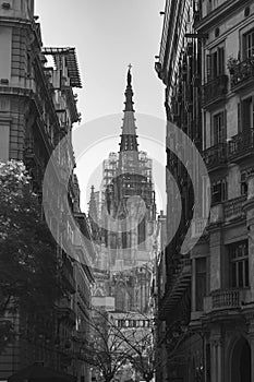 Santa Maria del Mar church in the Ribera district of Barcelona, Spain