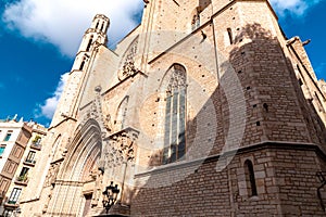 Santa Maria del Mar church in the Ribera district of Barcelona, Spain