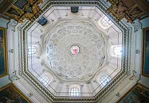 The dome with `God the Father` by Francesco Cozza, in the Church of Santa Maria della Pace in Rome, Italy. photo