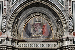 Santa Maria in Fiore Mosaic of the central portal lunette, Florence, Italy