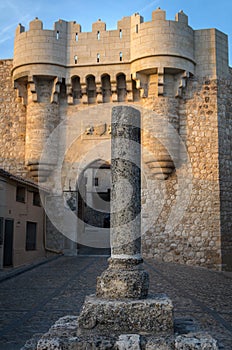 Santa Maria gate in the wall of the medieval village of Hita, Guadalajara, Spain