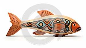 Santa Maria Indian Hand Painted Wood Sculpture Fish