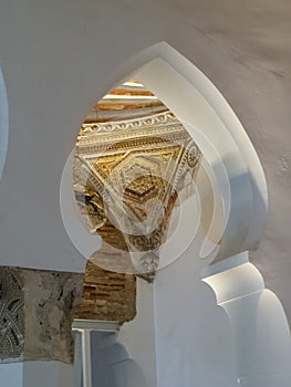Interior detail of the Santa Maria La Blanca Synagogue - Toldeo, Spain, Espana photo