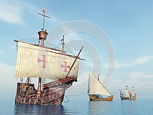 Santa Maria, Nina and Pinta of Christopher Columbus photo