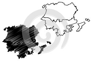 Santa Marta City Republic of Colombia, Department of Magdalena map vector illustration, scribble sketch City of Distrito TurÃÂ­ photo