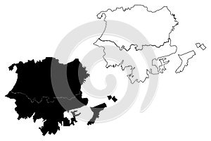 Santa Marta City Republic of Colombia, Department of Magdalena map vector illustration, scribble sketch City of Distrito TurÃÂ­ photo