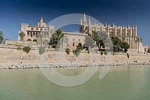 Santa MarÃ­a cathedral and Royal Palace of La Almudaina L`Almudaina Palma Majorca