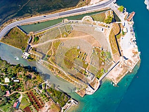 Santa Maura Castle Lefkada top down aerial view