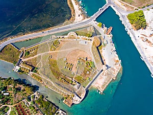 Santa Maura Castle Lefkada top down aerial view