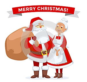 Santa and Missis Claus cartoot family vector