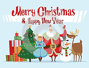 Santa, Missis Claus, elf kids, helpers, family