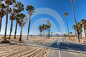 Santa Monica bike path on beach beach photo