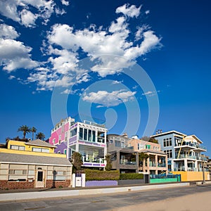 Santa Monica California beach colorful houses