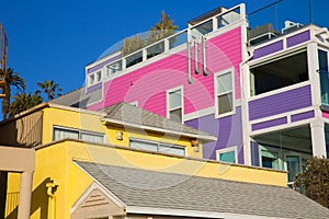 Santa Monica California beach colorful houses