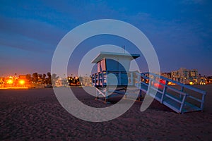 Santa Monica California sunset lifeguard tower