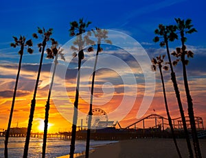 Santa Monica California sunset on Pier Ferrys wheel