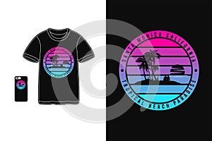 Santa Monica t shirt mockup silhouette style