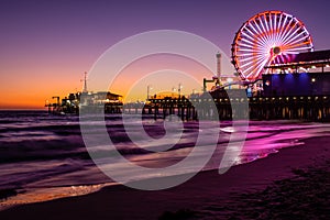 Santa Monica Pier at colorful sunset