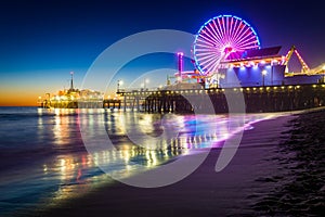 The Santa Monica Pier at night