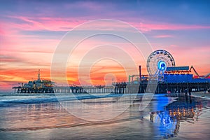 The Santa Monica Pier at sunset