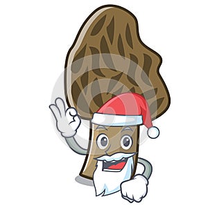 Santa morel mushroom mascot cartoon