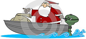 Santa In A Motor Boat