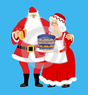 Santa and Mrs. Claus isolated. Christmas family. Woman in red dr