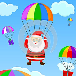 Santa with a parachute