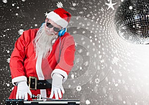 Santa playing dj in disco