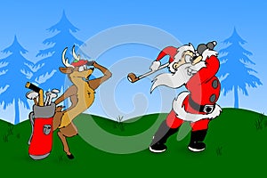 Santa plays a golf photo