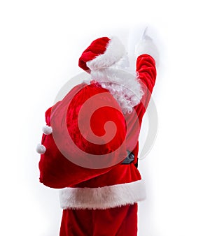 Santa pointing upwards