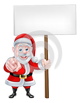 Santa Pointing at You with Sign