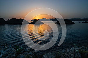 Santa Ponsa coastline at sunset in Mallorca, Spain photo